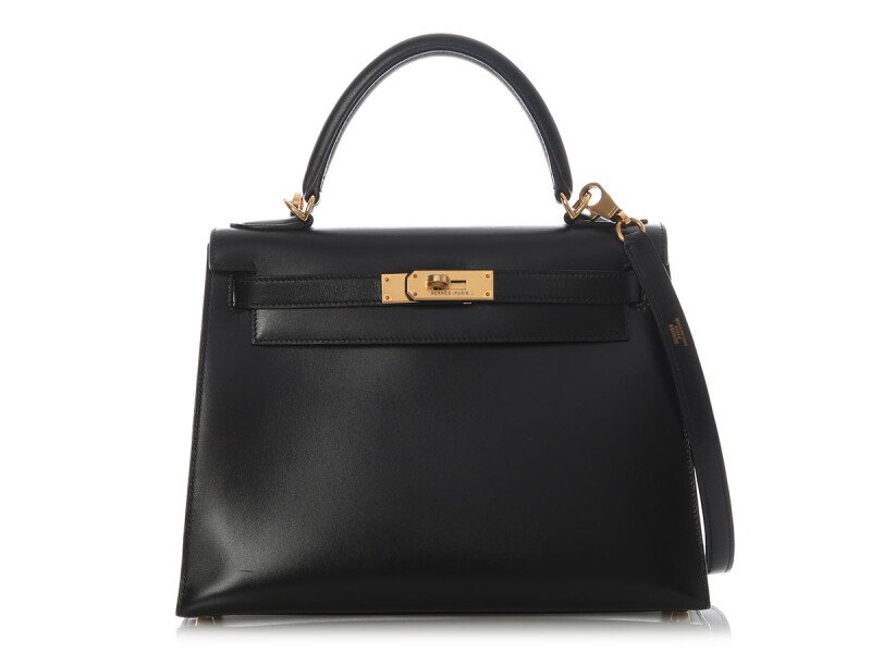 Hermes Black Box Calf Sellier Kelly 28 Gold Hardware, 2003
