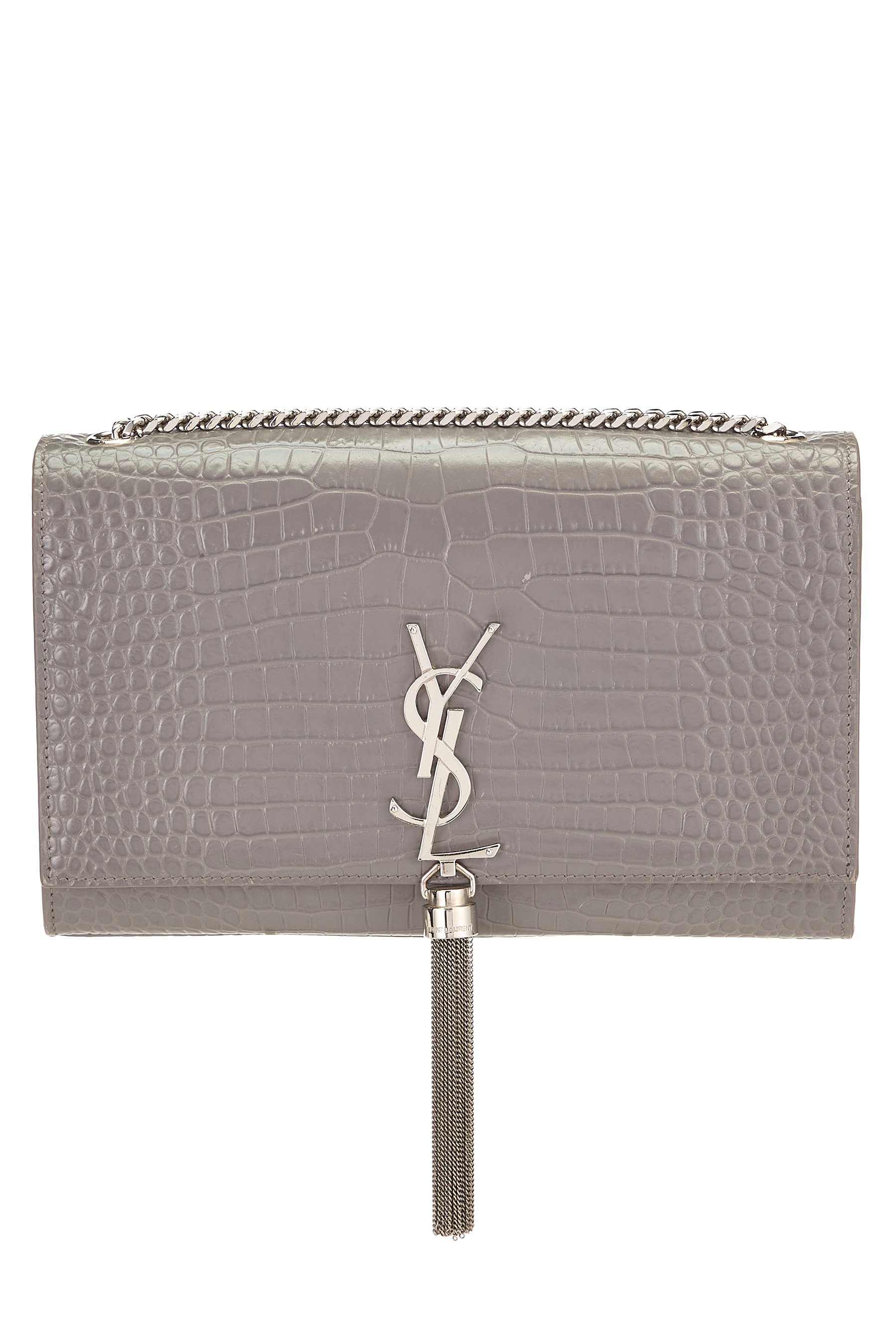 Grey Embossed Kate Tassel Medium