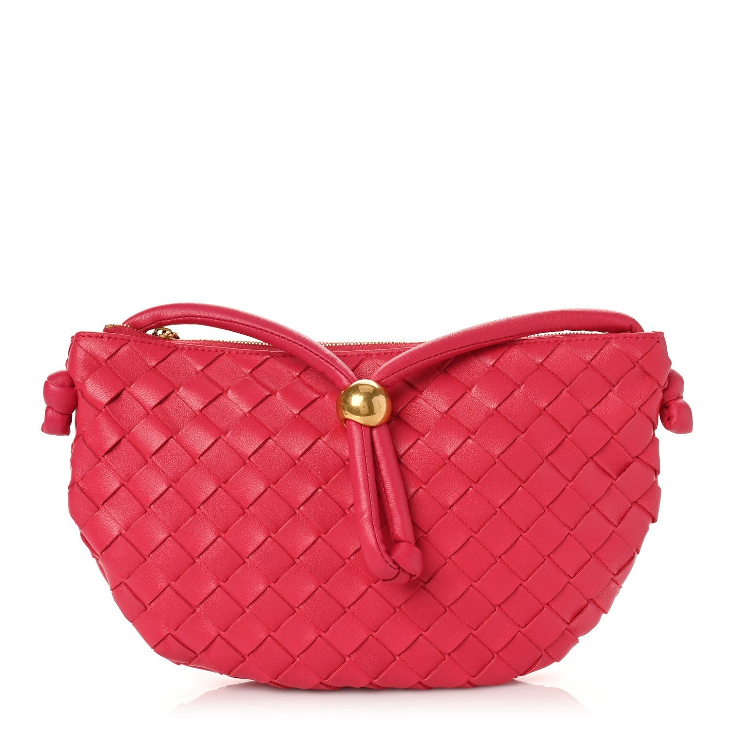 Bottega Veneta Nappa Intrecciato Small Turn Pouch Cranberry