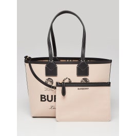 Burberry Burberry Beige Canvas Heritage Medium Tote Bag