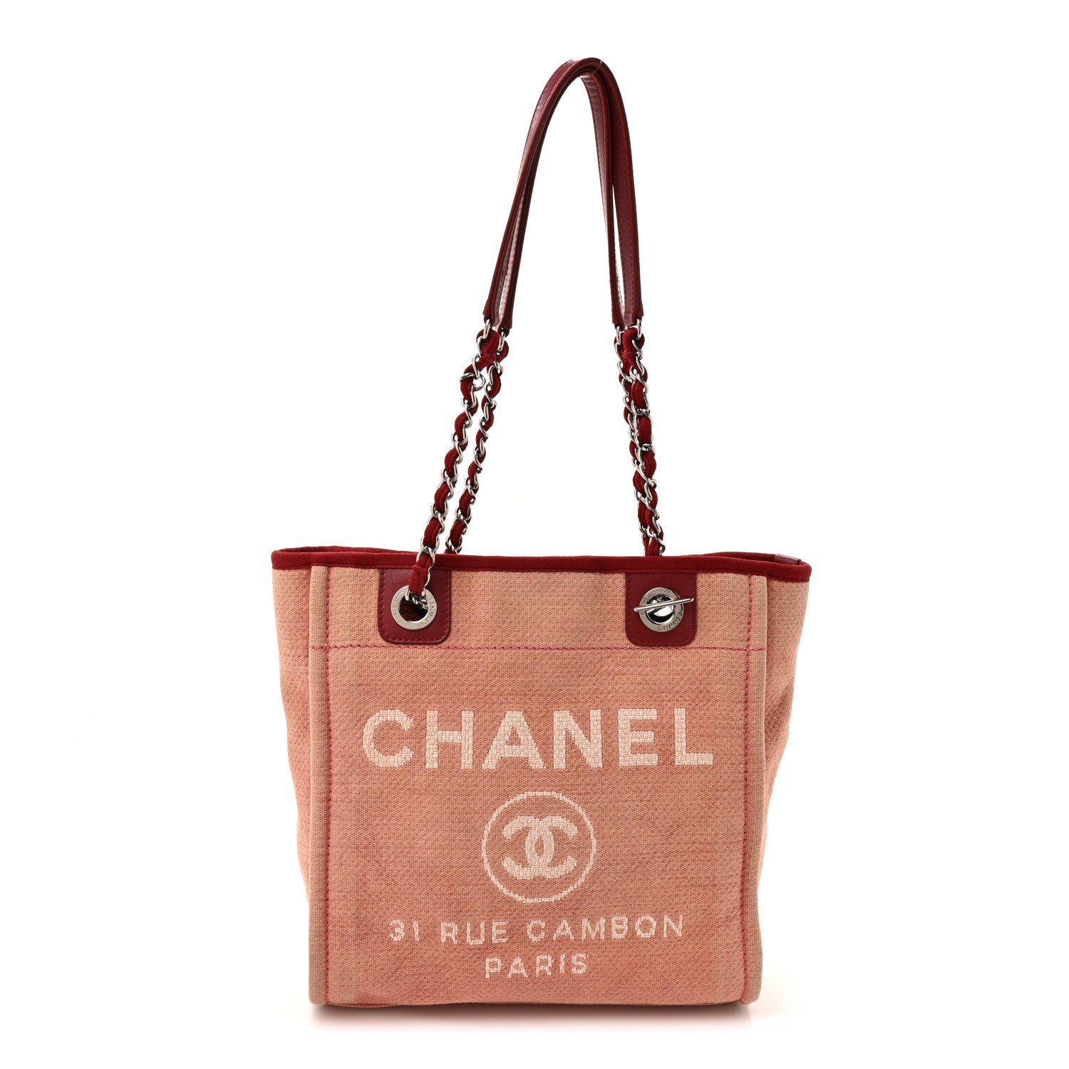 Chanel Canvas Mini Deauville Tote Red