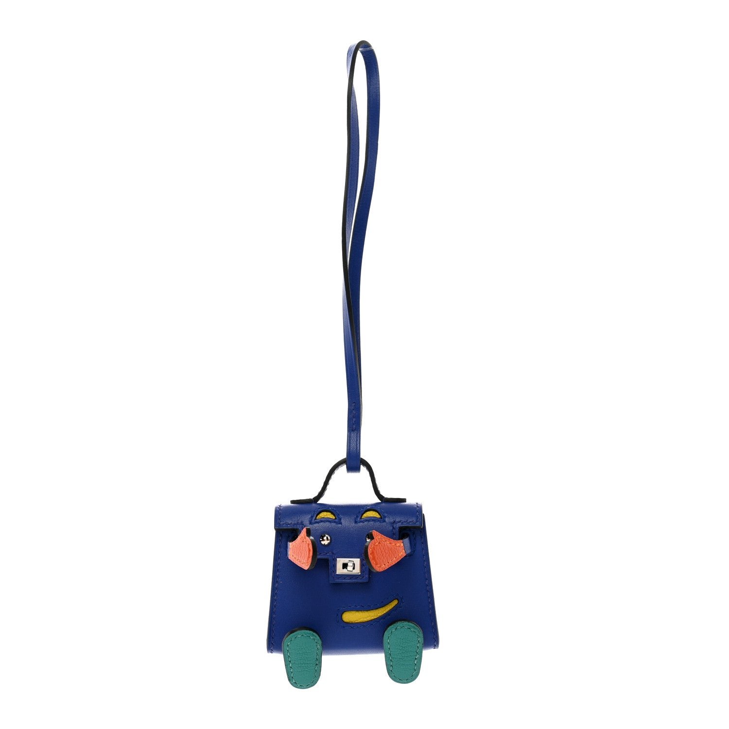 Hermes Tadelakt Chevre Mysore Kelly Quelle Idole Bag Charm Bleu Electrique Feu