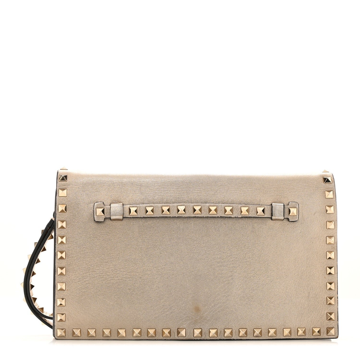 Valentino Garavani Metallic Nappa Rockstud Wristlet Clutch  Gold