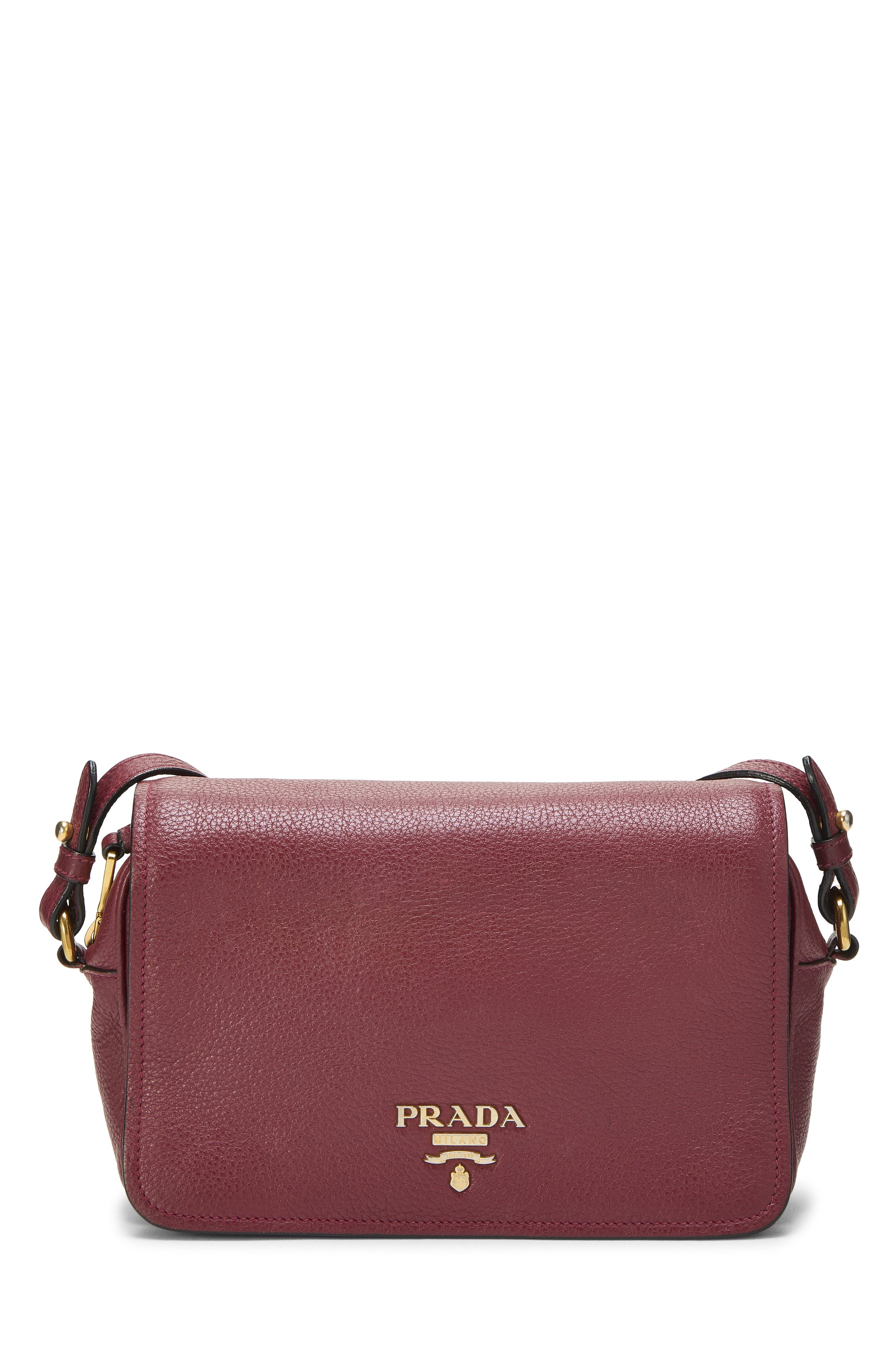 Burgundy Vitello Daino Flap Crossbody Bag Small