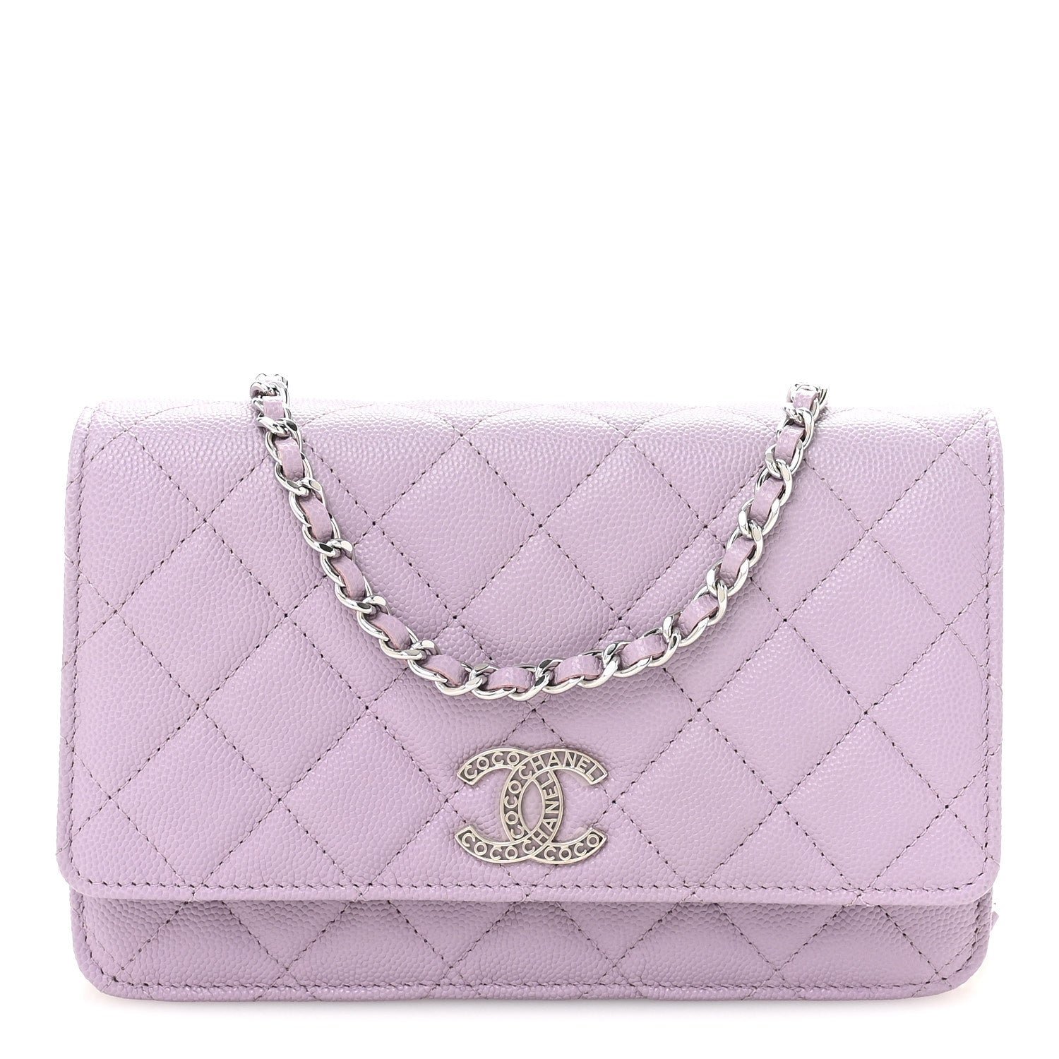 Chanel Caviar Quilted CC Logo Wallet on Chain WOC Purple