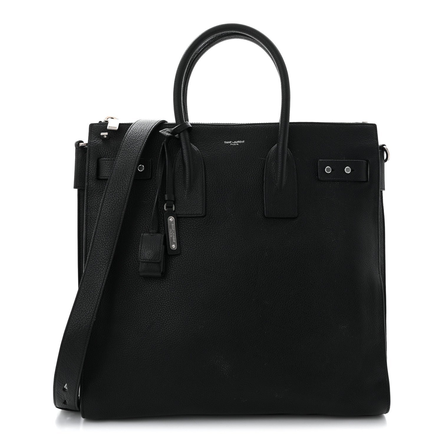 Saint Laurent Grained Calfskin Sac De Jour Souple North South Tote Black