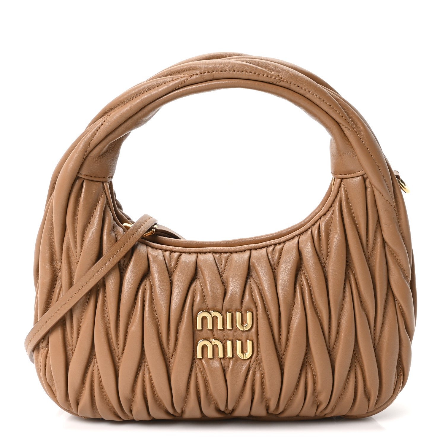 Miu Miu Nappa Matelasse Small Wander Hobo Caramel