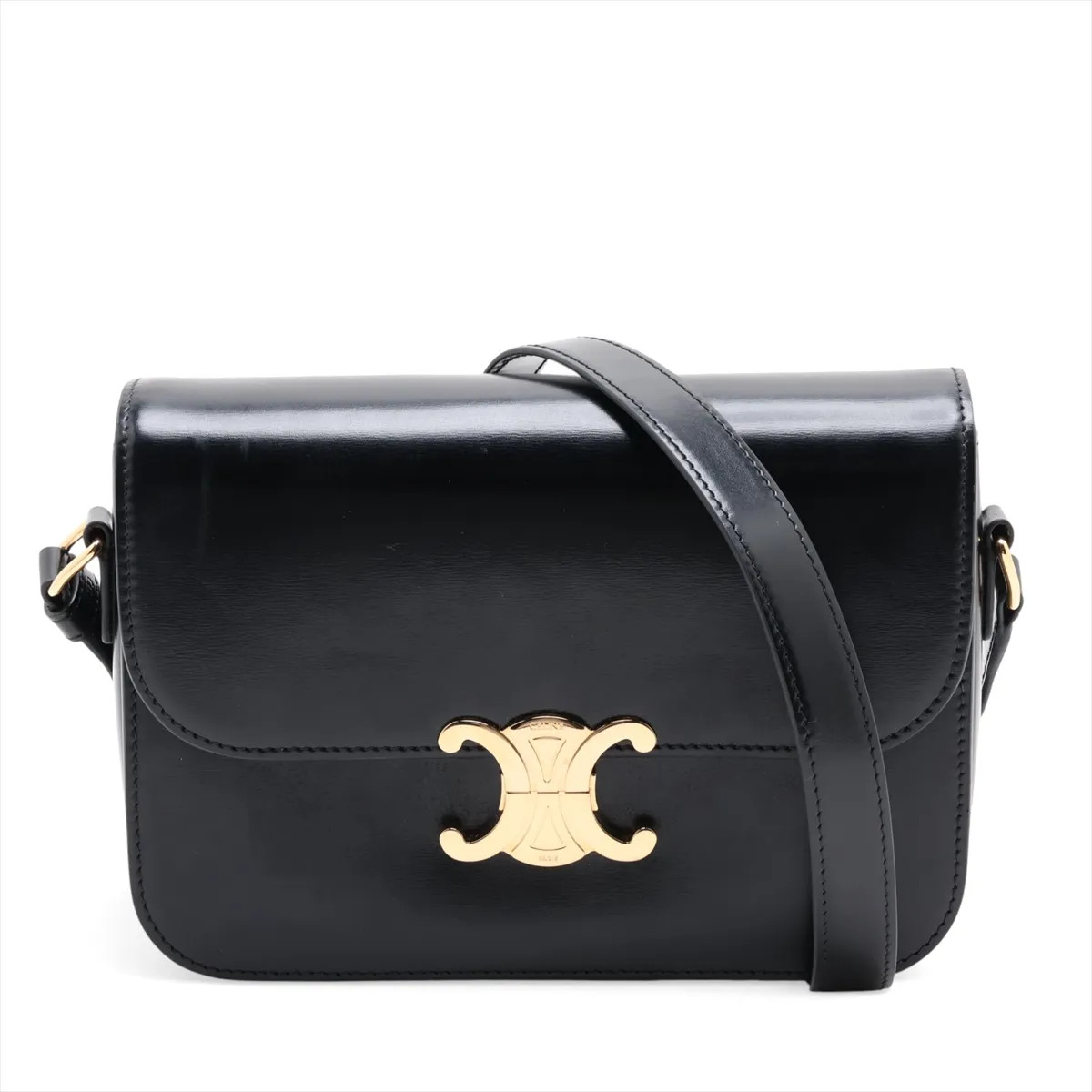 Celine Triomphe teen Leather Shoulder bag Black