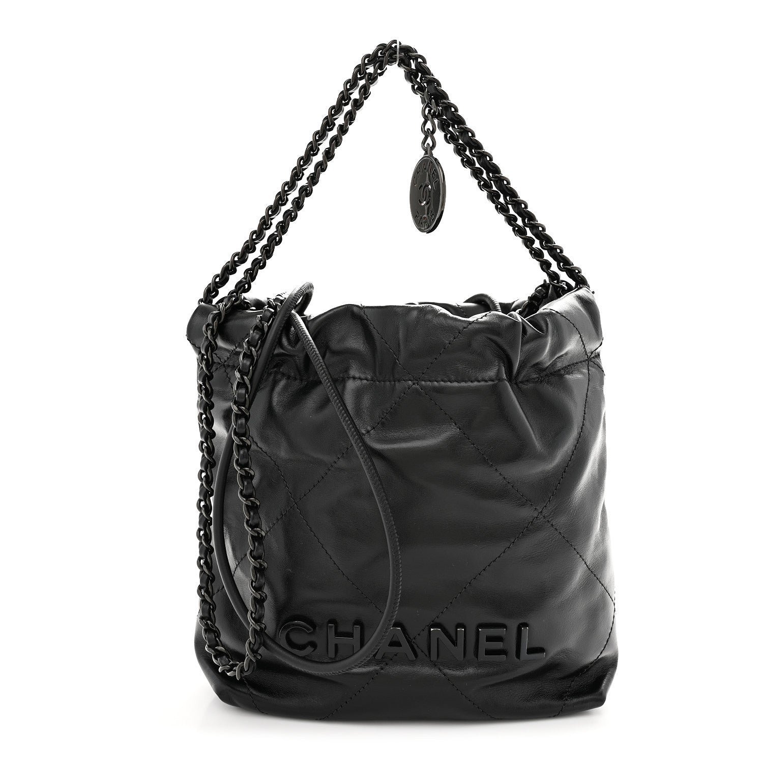 Chanel Shiny Calfskin Quilted Mini Chanel 22 So Black