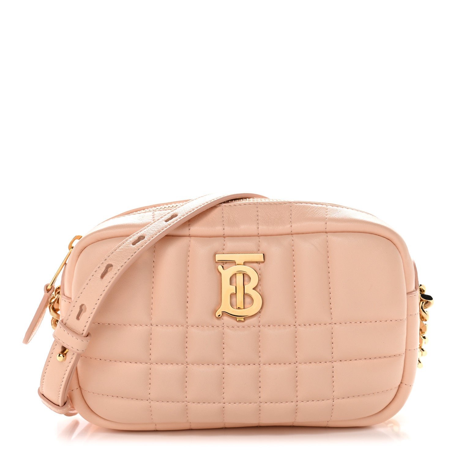 Burberry Lambskin Quilted Mini Lola Camera Bag Peach Pink