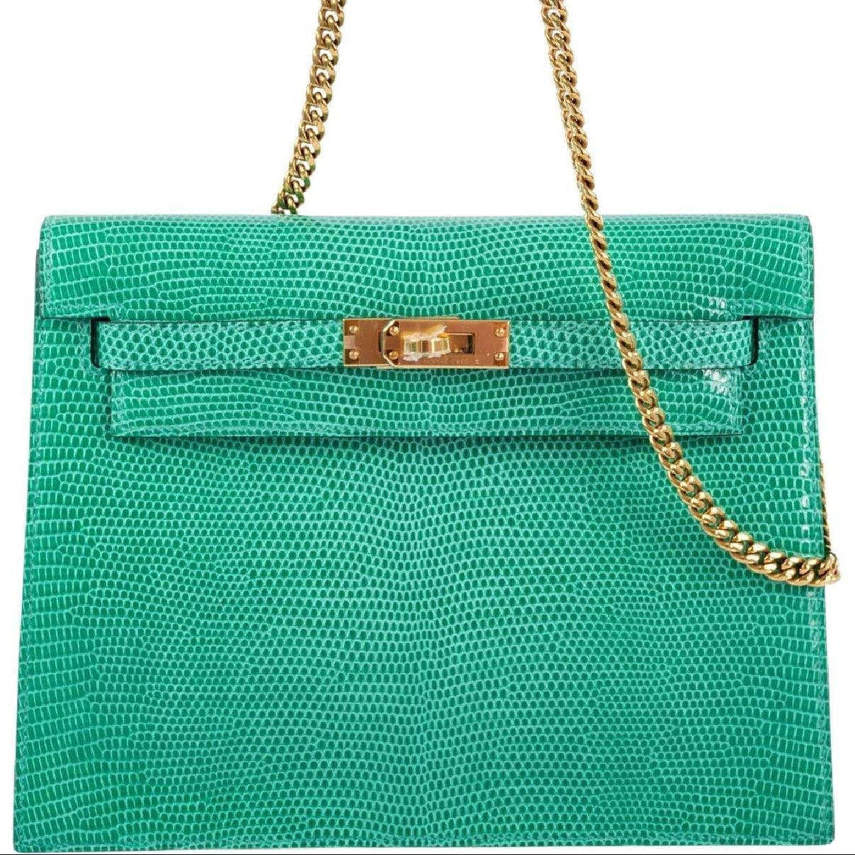Hermes Hermès  Kelly Danse II Menthe Shiny Nilo Lizard Gold Hardware