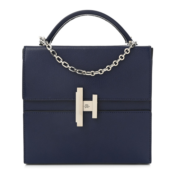 Hermes Chevre Mysore Cinhetic Boxy Top Handle Bag Blue Encre