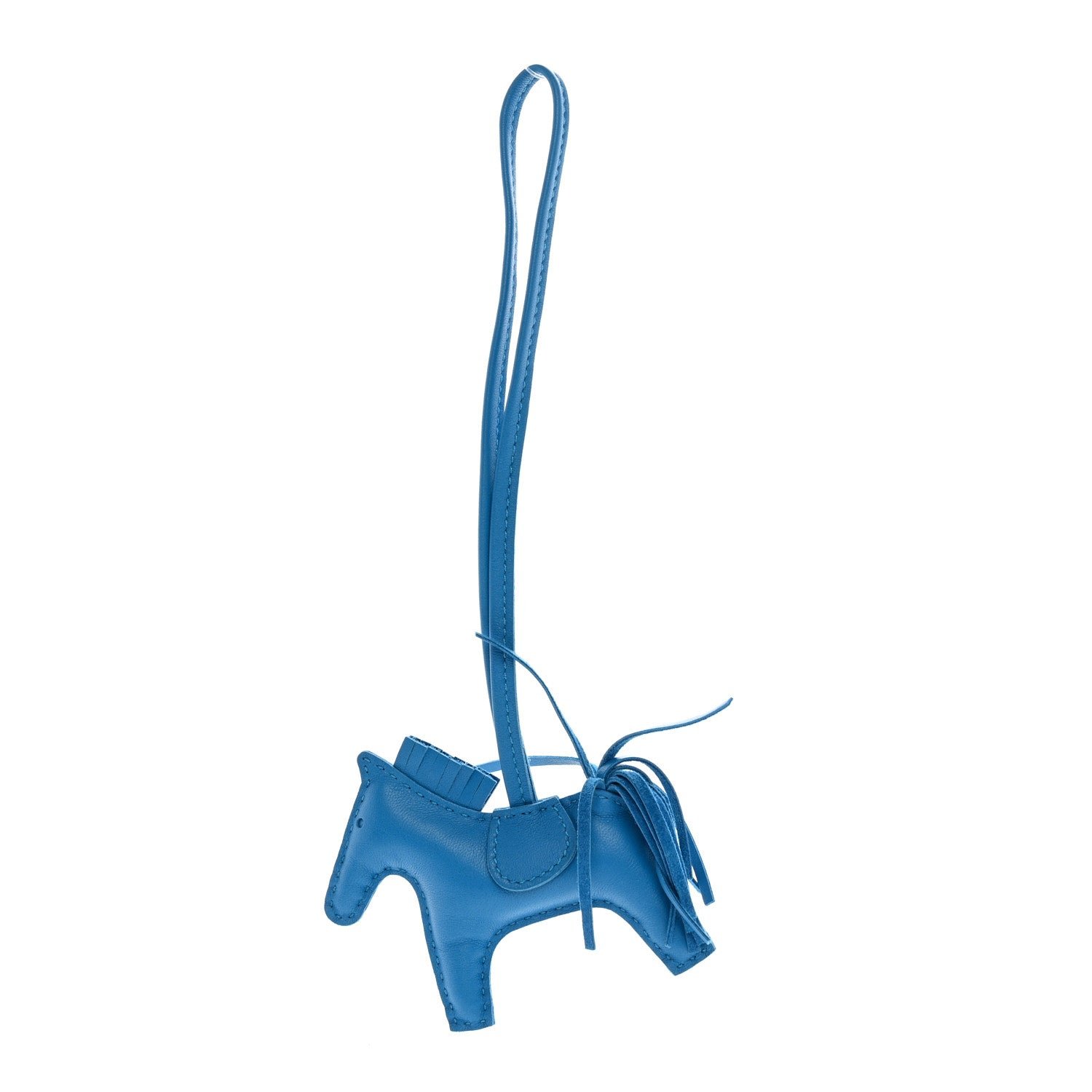 Hermes Milo Lambskin Grigri Rodeo Horse Bag Charm PM Bleu Zanzibar