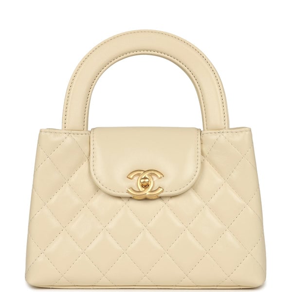 Chanel Small Kelly Shopper Light Beige Shiny Aged Calfskin Brushed Gold Hardware