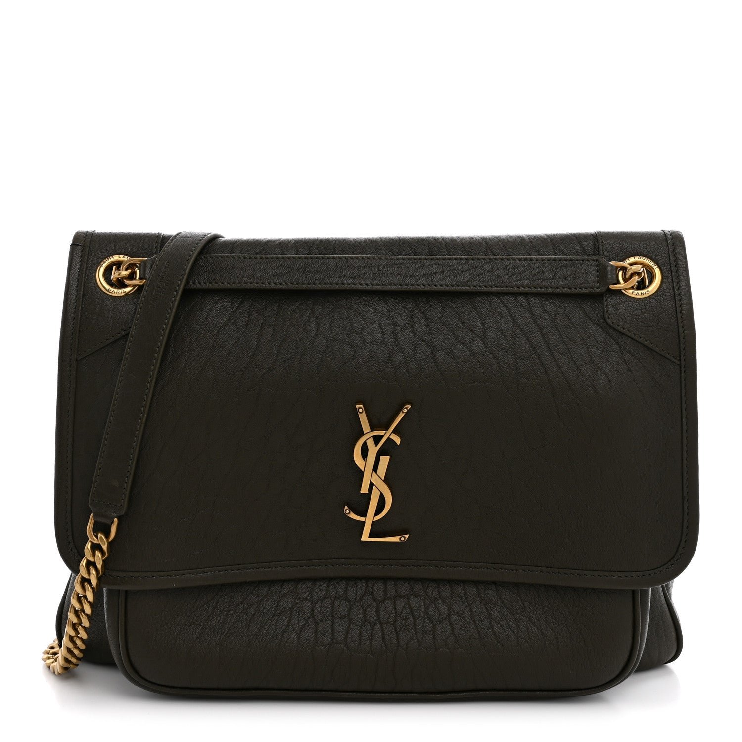 Saint Laurent Grained Lambskin Monogram Large Niki Chain Satchel Light Musk