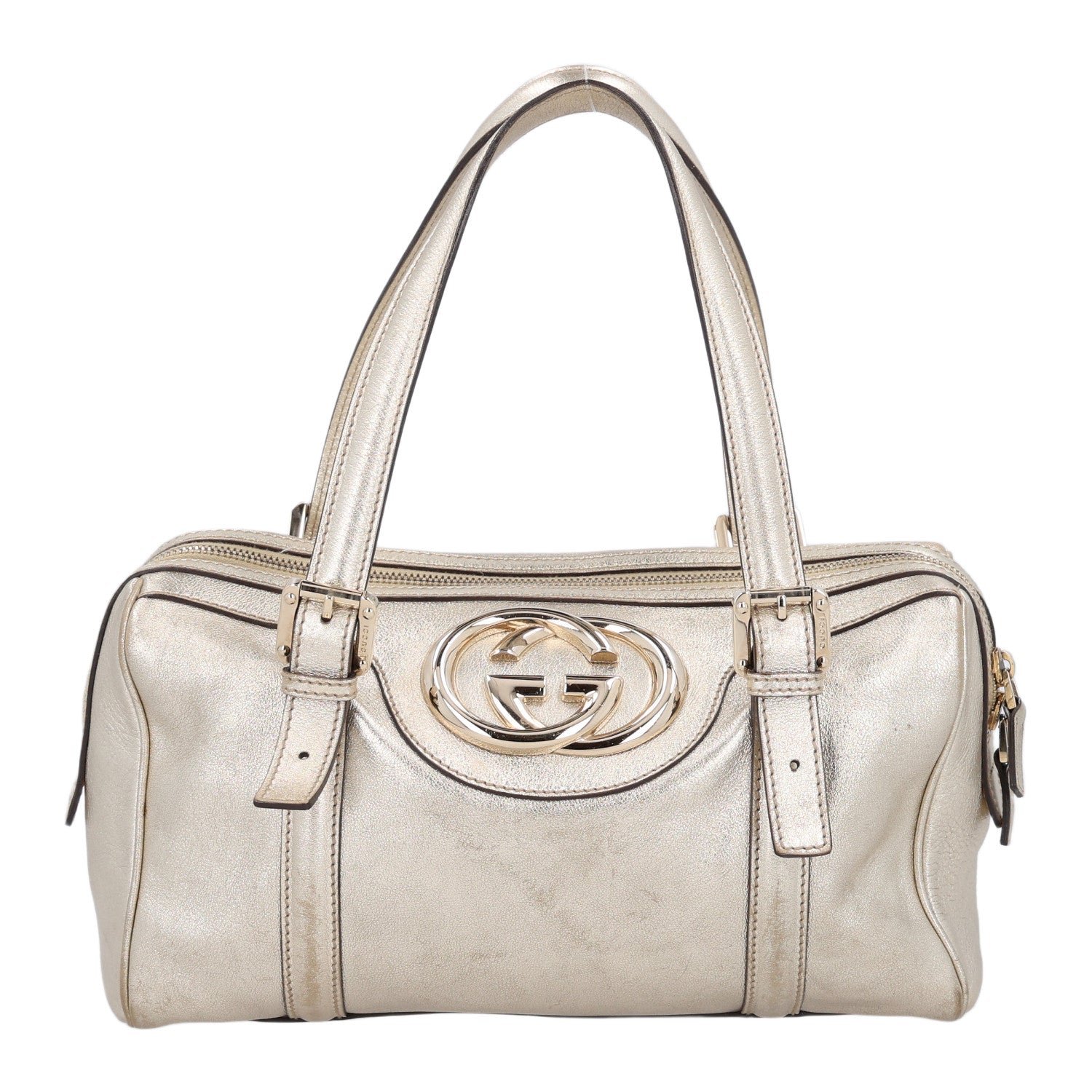 Gucci Metallic Calfskin Small Britt Boston Gold