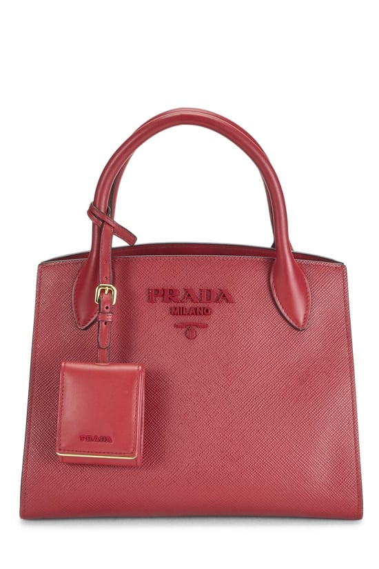 Red Saffiano Monochrome Tote Small
