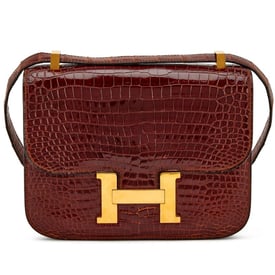 Hermes Vintage Miel Shiny Niloticus Crocodile Constance 24 Gold Hardware, 1987