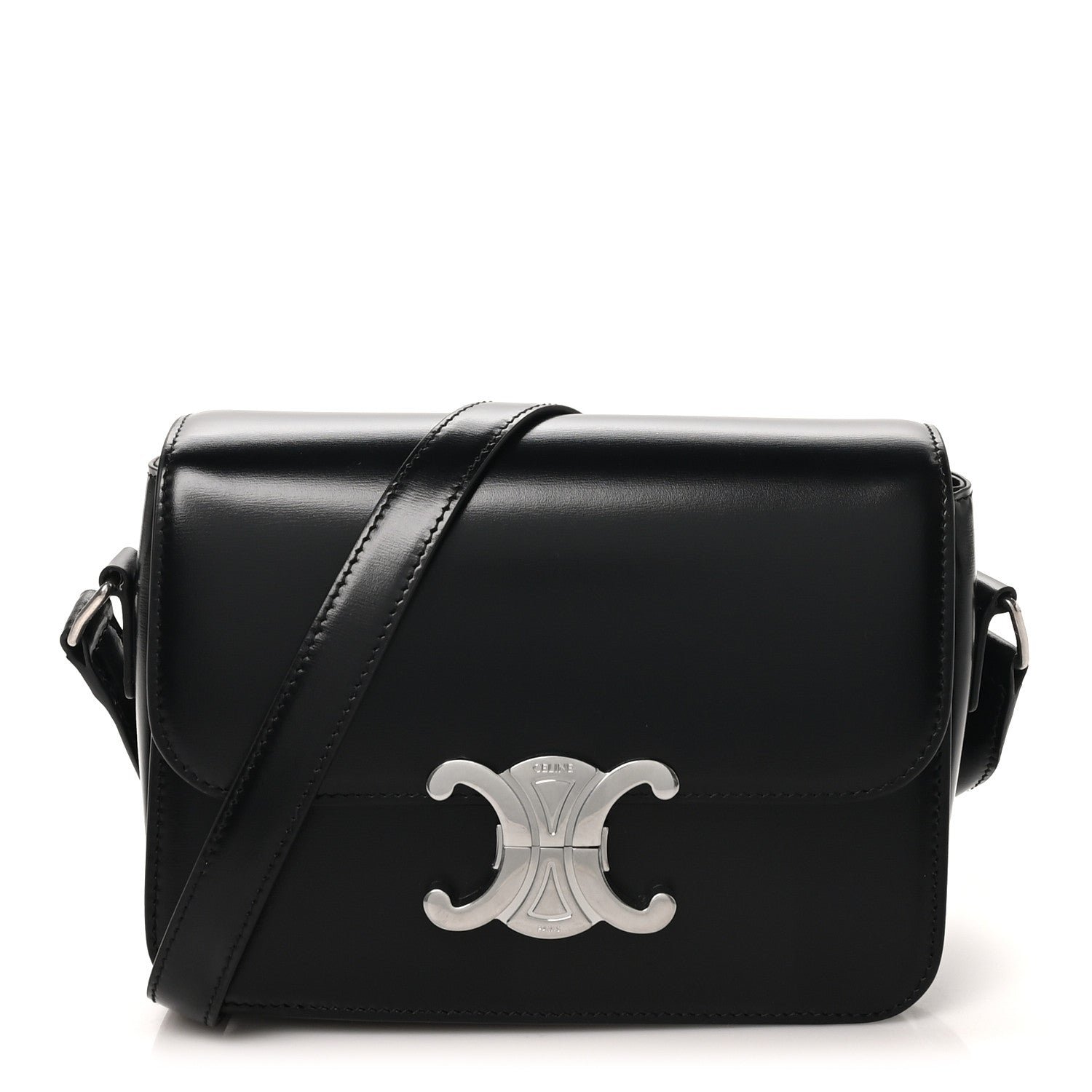 Celine Shiny Calfskin Teen Triomphe Black