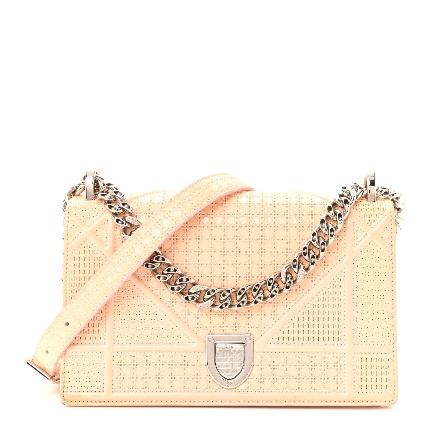 Dior Christian Dior Patent Micro-Cannage Small Diorama Flap Bag Rose