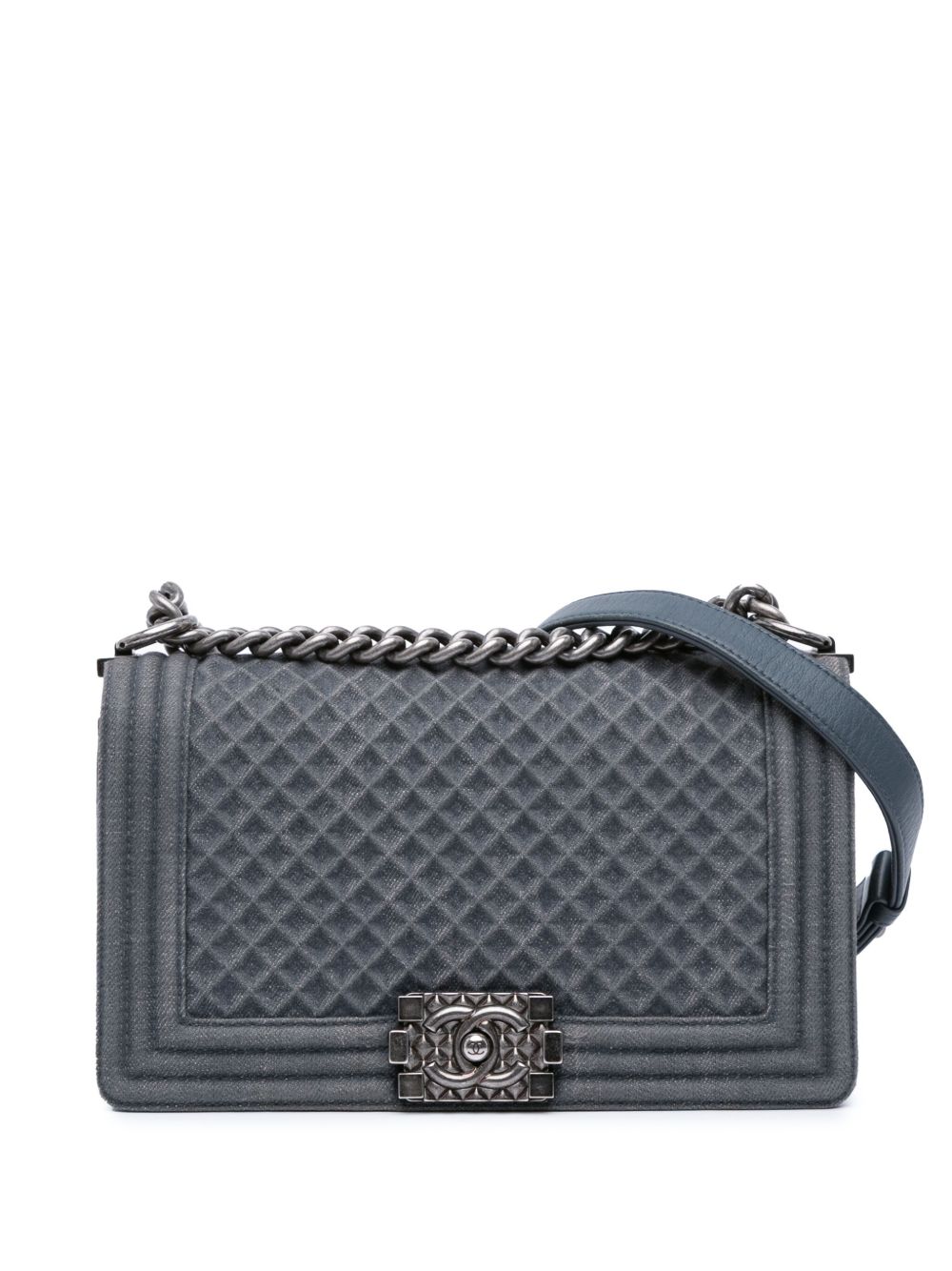 2016-2017 Medium Embossed Denim Boy Flap crossbody bag