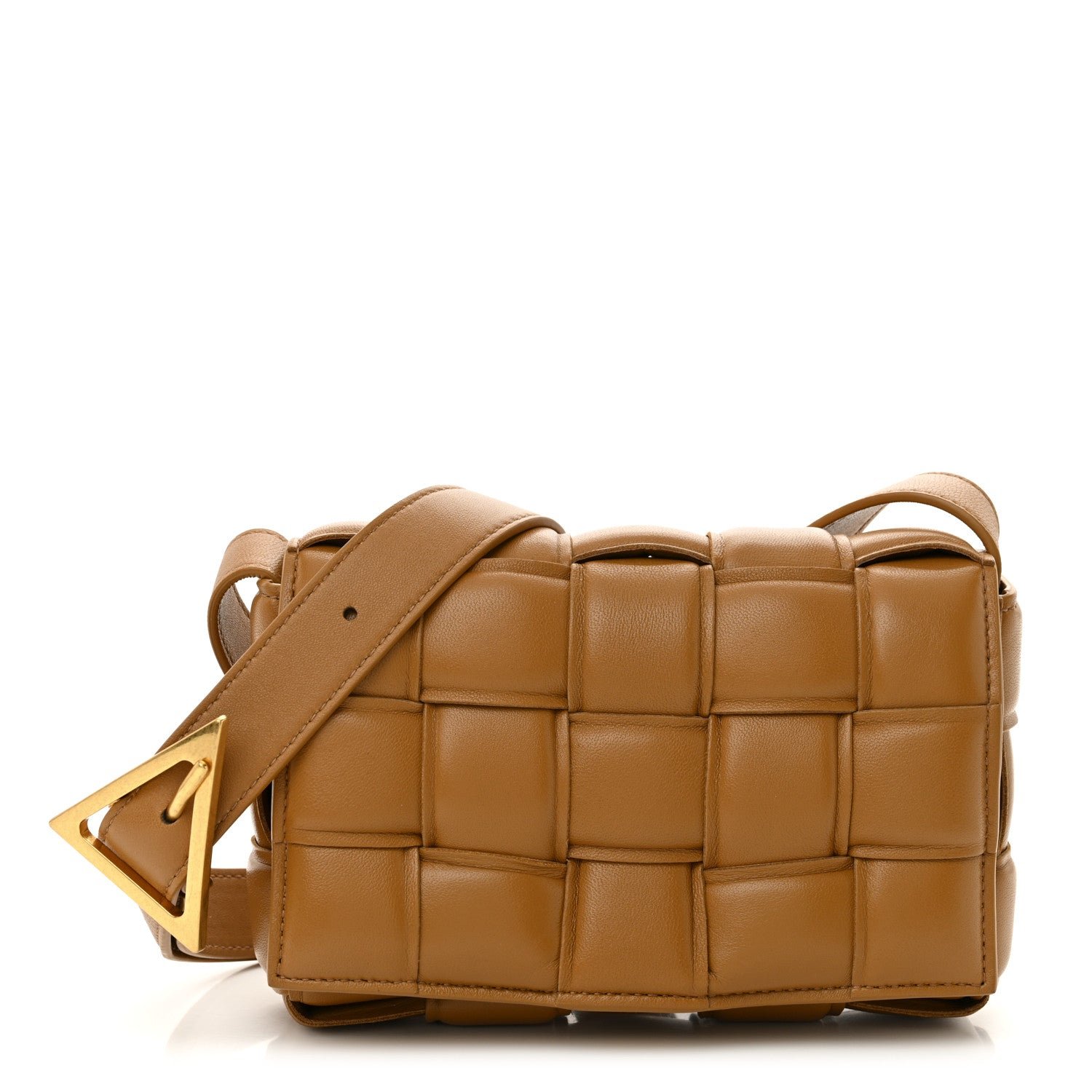 Bottega Veneta Nappa Maxi Intreccio Small Padded Cassette Crossbody Bag Camel