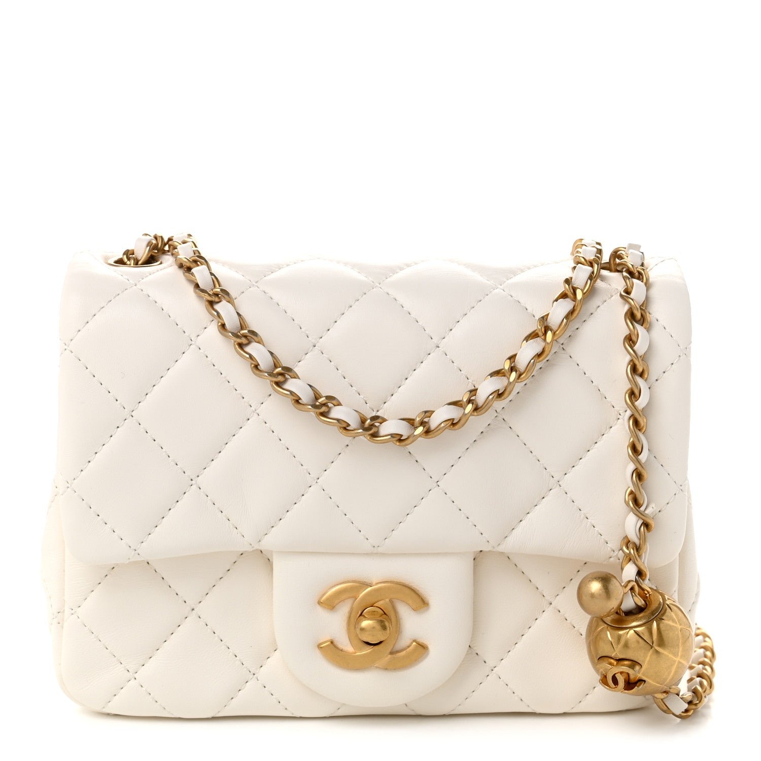 Chanel Lambskin Quilted Mini Pearl Crush Flap White