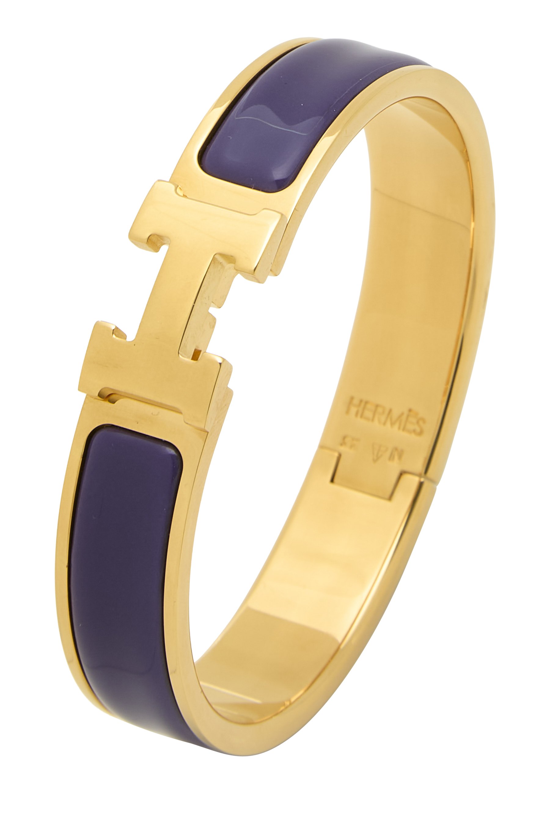 Purple Enamel Gold Clic-Clac 'H' Bracelet Narrow PM