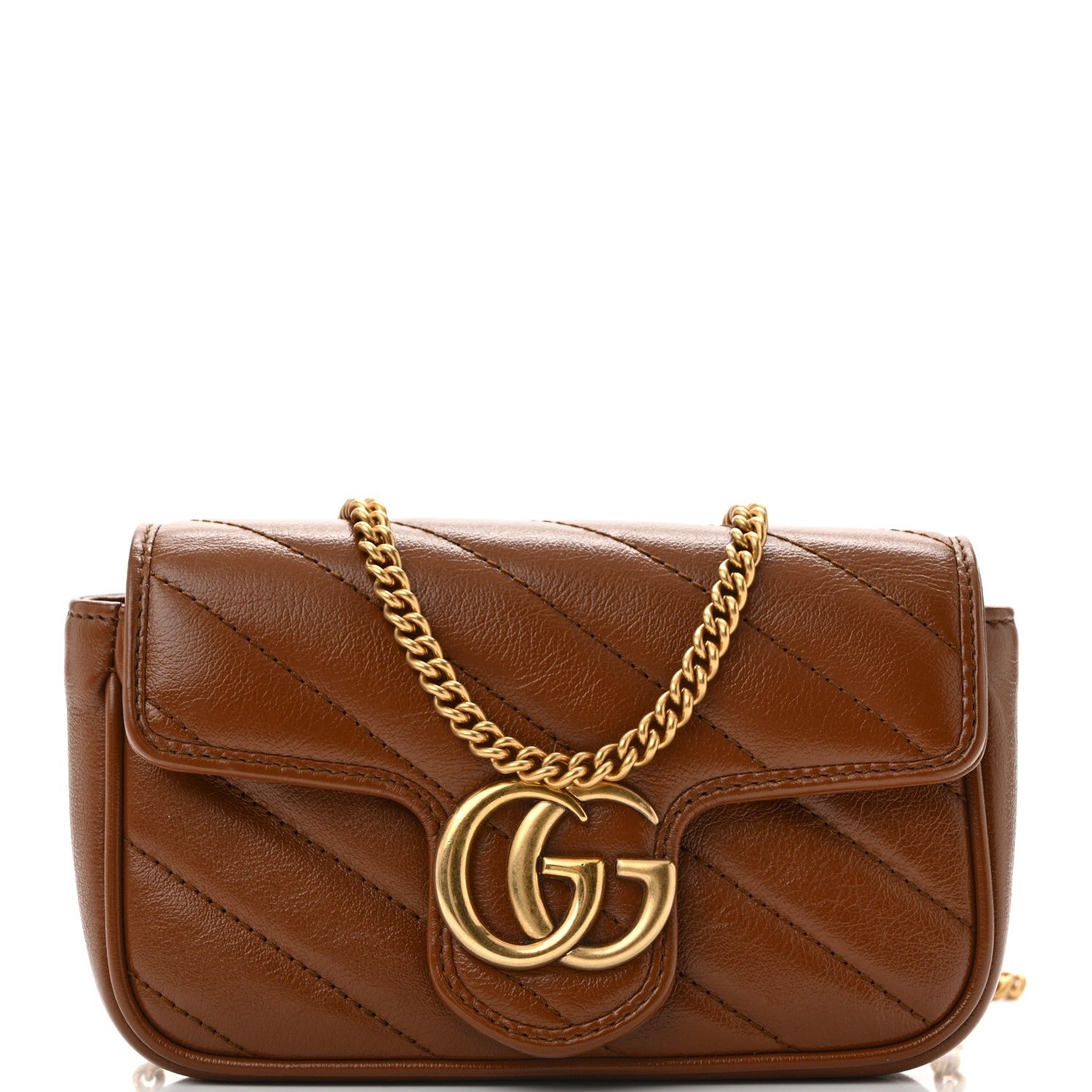 Gucci Azalea Calfskin Matelasse Diagonal Super Mini GG Marmont Shoulder Bag Cuir