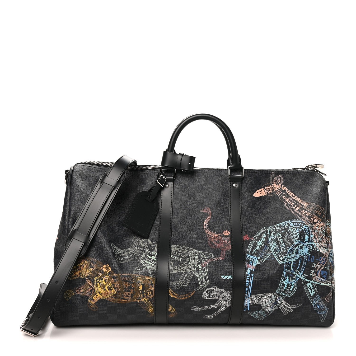 Louis Vuitton Damier Graphite Stamps Keepall Bandouliere 50