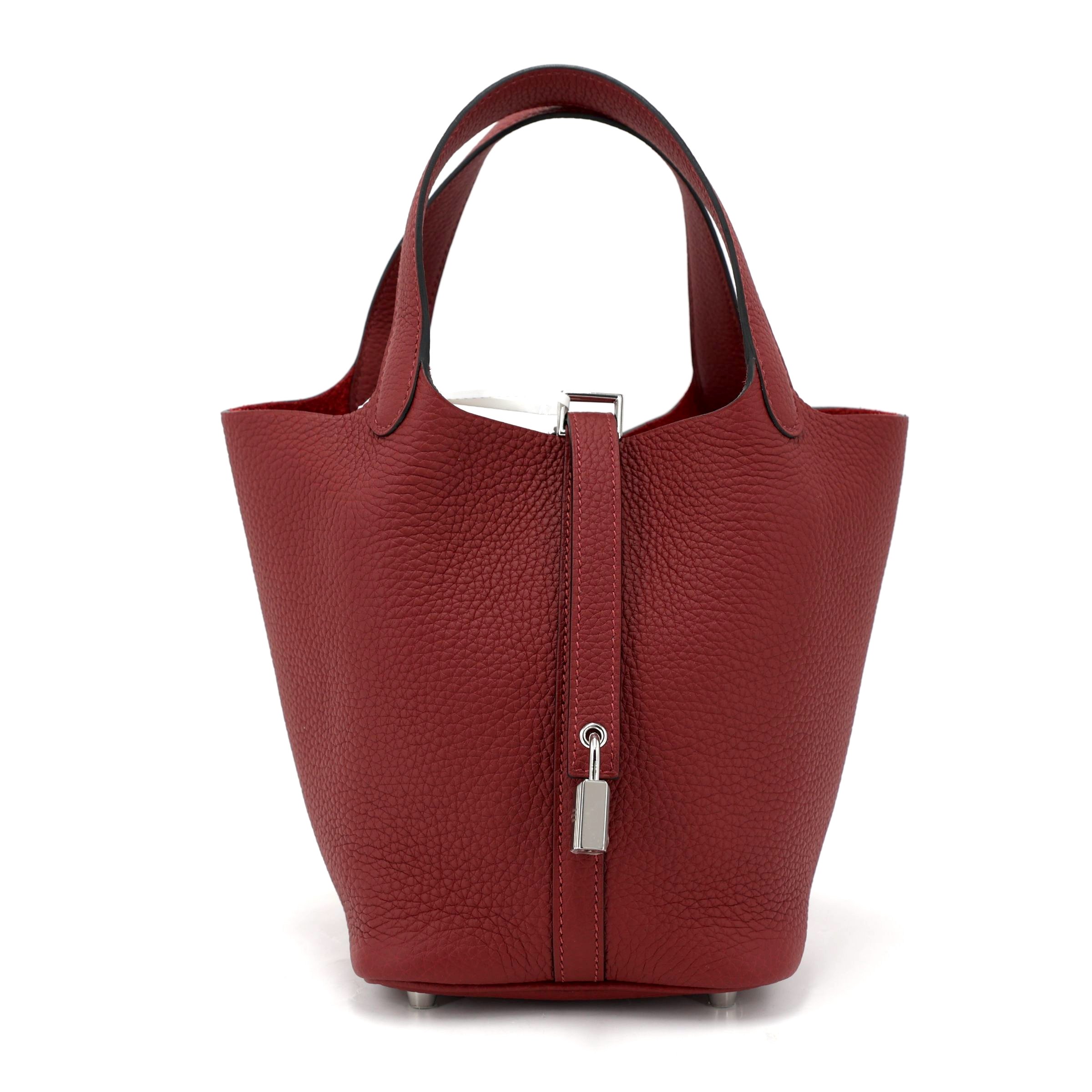 Hermes Brand New ( Rank N ) HERMÈS Picotin Lock PM Rouge H (55) Clemence Palladium hardware W (2024)