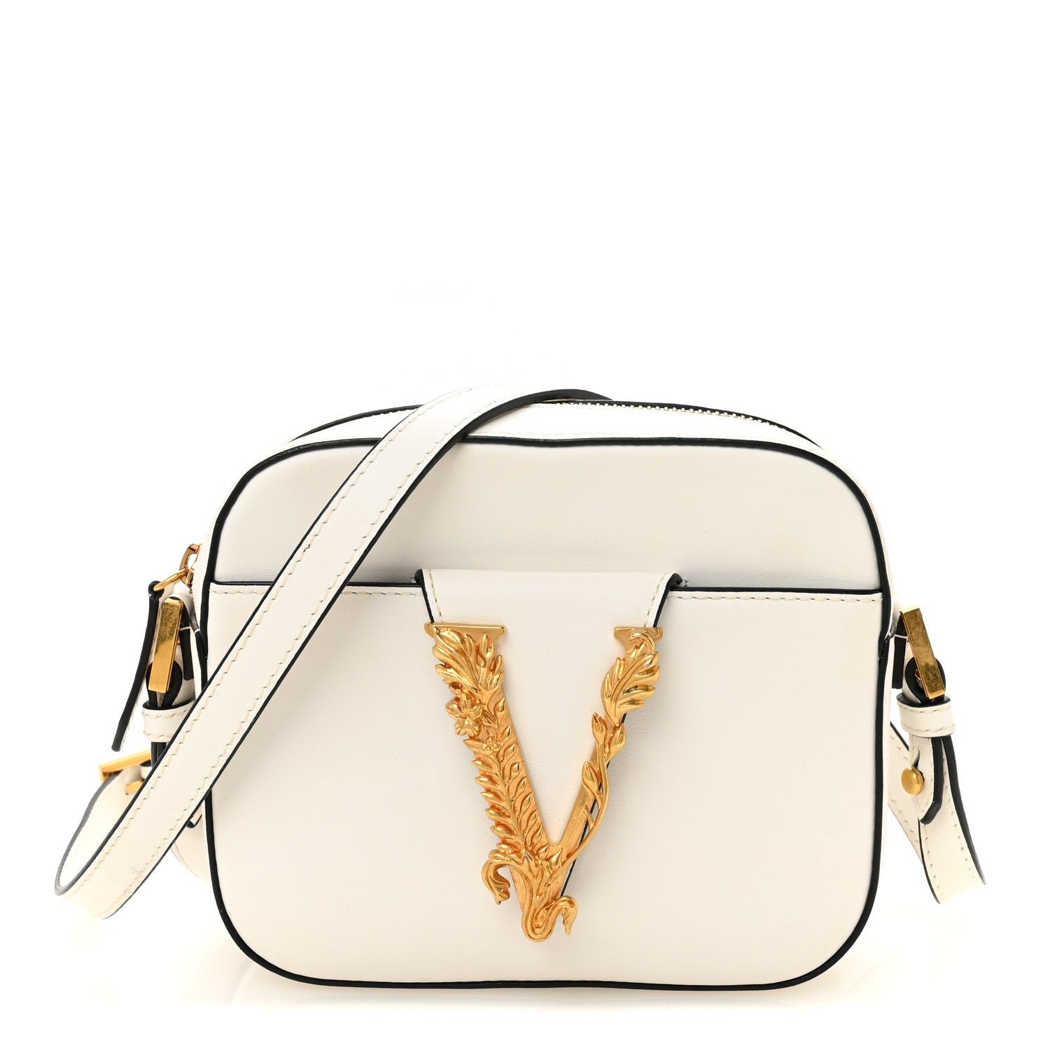 Versace Vitello Virtus Camera Bag White