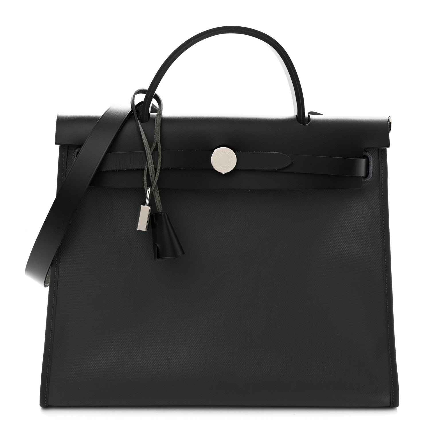 Hermes Toile H Berline Vache Hunter Herbag Zip PM 31 Ardoise Black Ecru