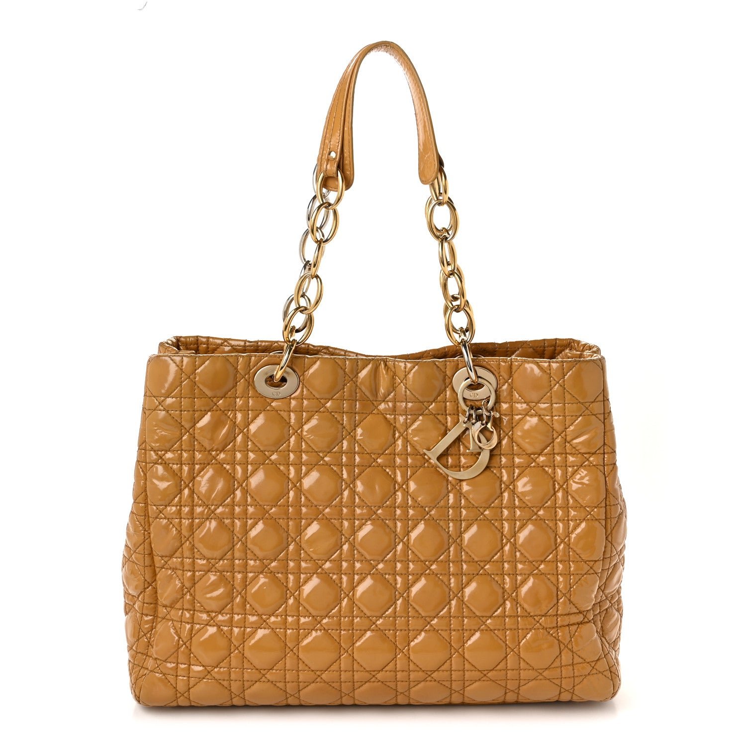 Dior Patent Cannage Large Dior Soft Shopping Tote Beige