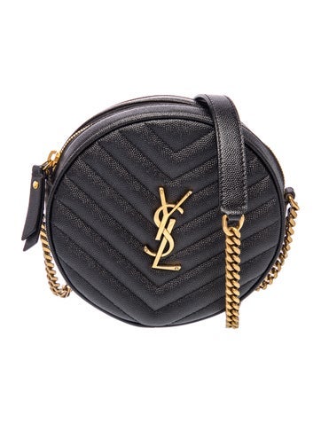 Saint Laurent Leather Monogram Matelasse Vinyle Round