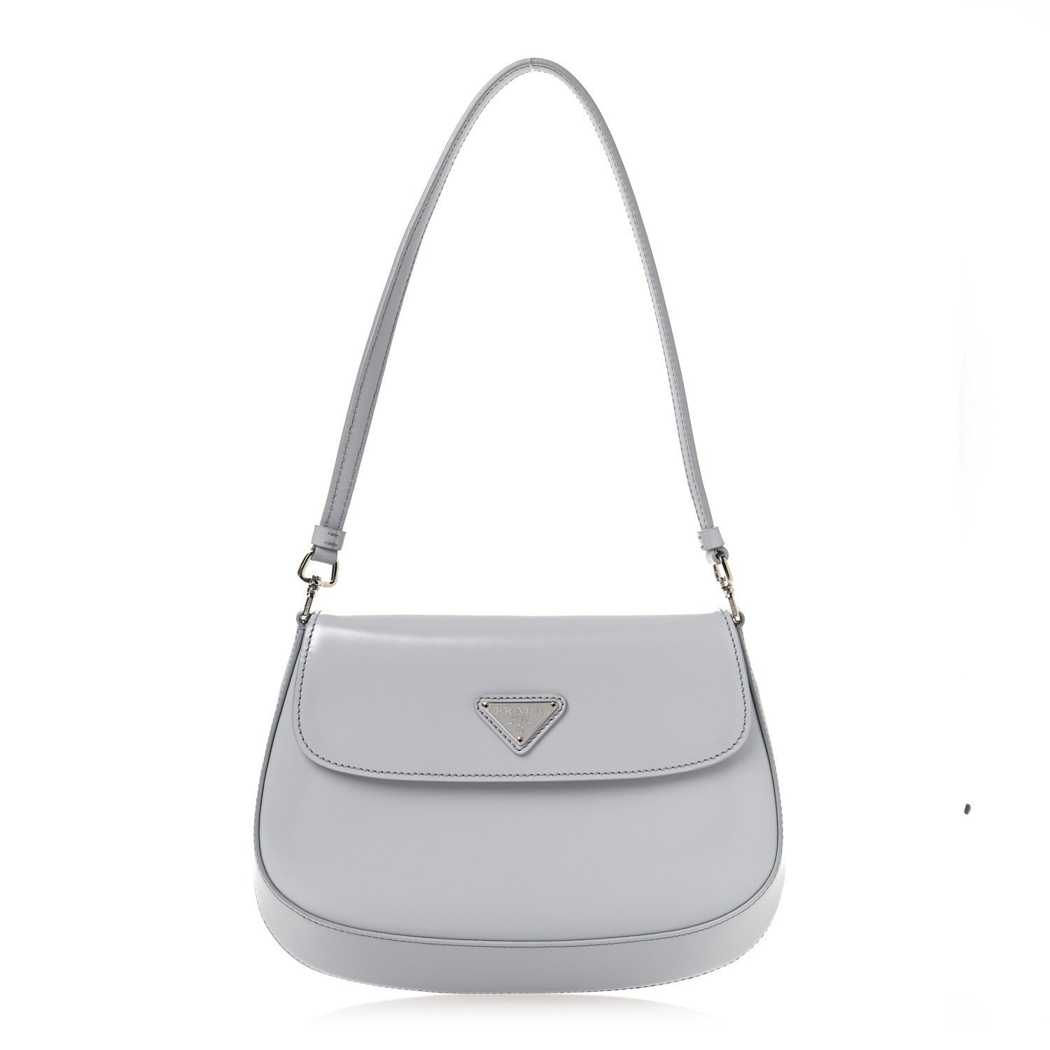 Prada Spazzolato Cleo Flap Shoulder Bag Fiordaliso