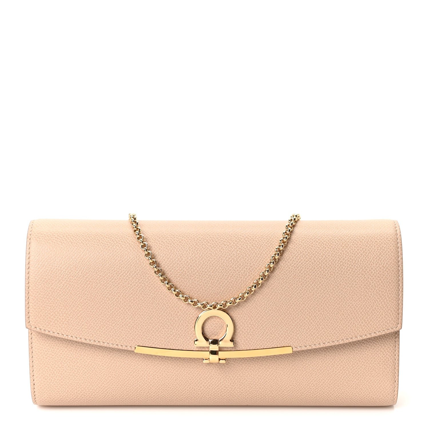 Salvatore Ferragamo Hammered Calfskin Gancini Icona Mini Bag Beige