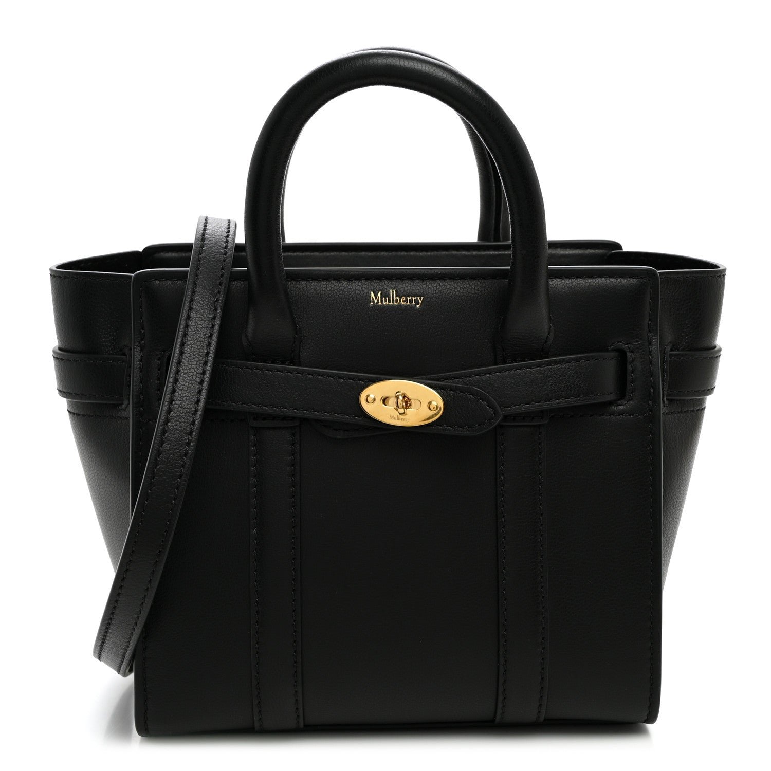 Mulberry Silky Calfskin Micro Bayswater Zip Tote Black