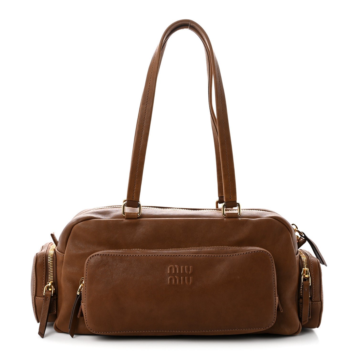 Miu Miu Nappa Aviator Pocket Top Handle Bag Rovere