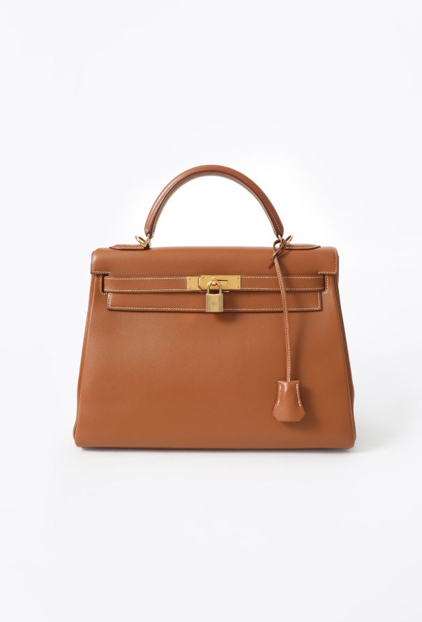 Hermes Rare Vintage Gold Chamonix Kelly Retourné 32