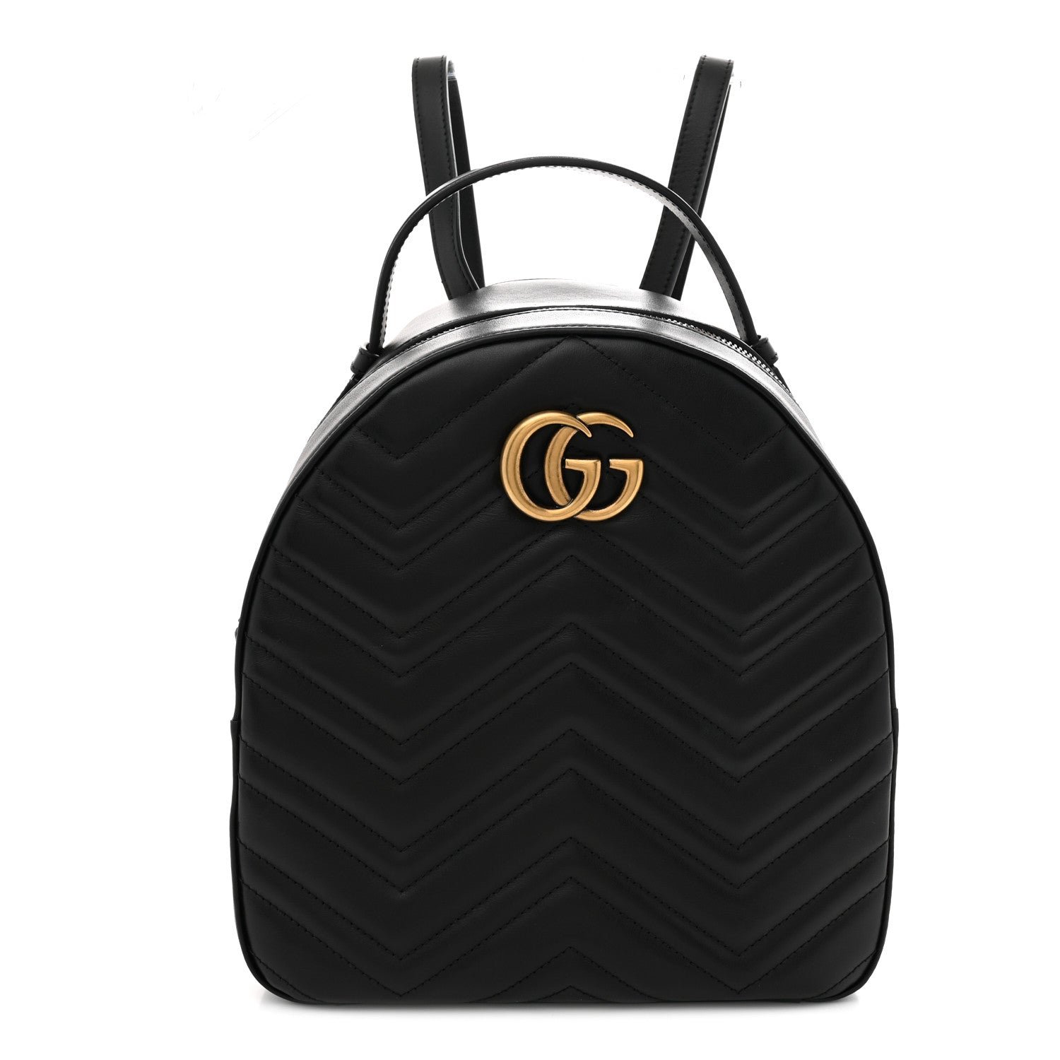 Gucci Calfskin Matelasse GG Marmont Dome Backpack Black