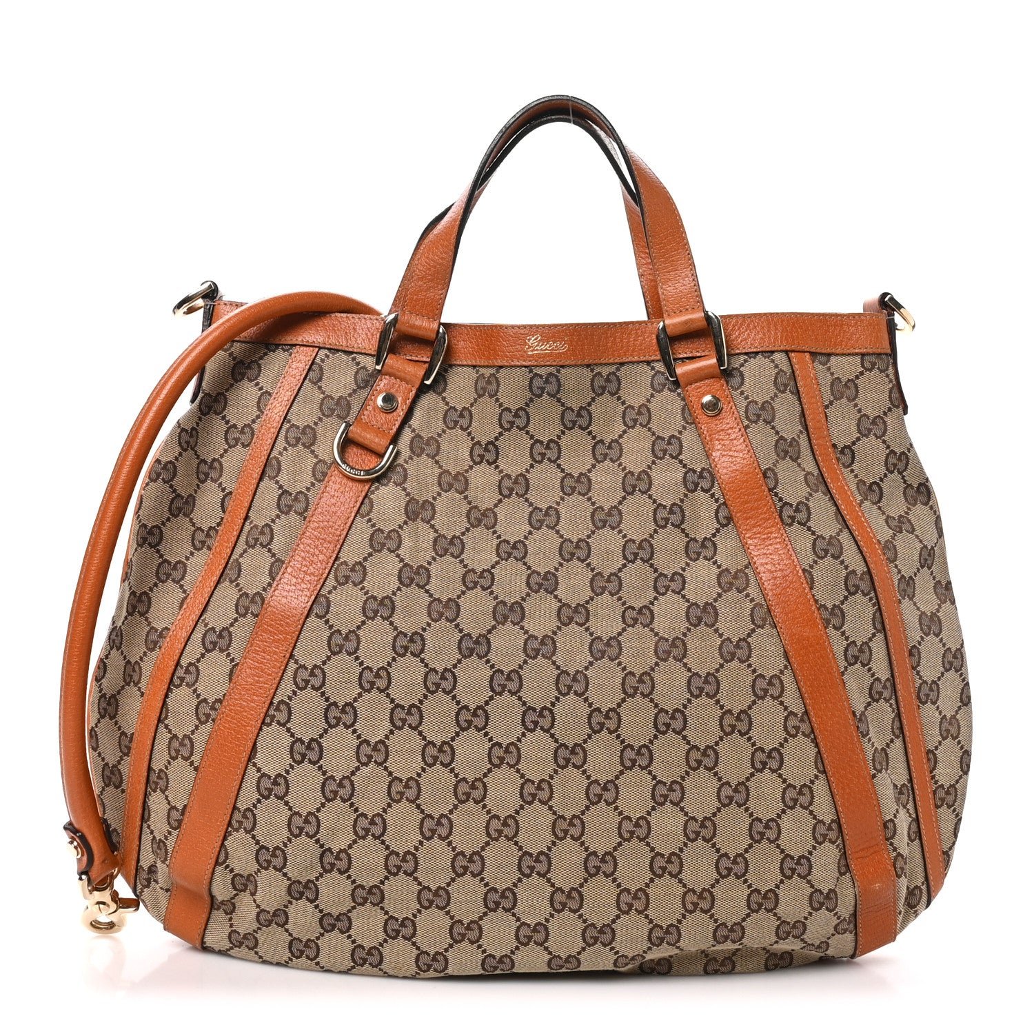 Gucci Monogram Medium Abbey Convertible Tote Brown