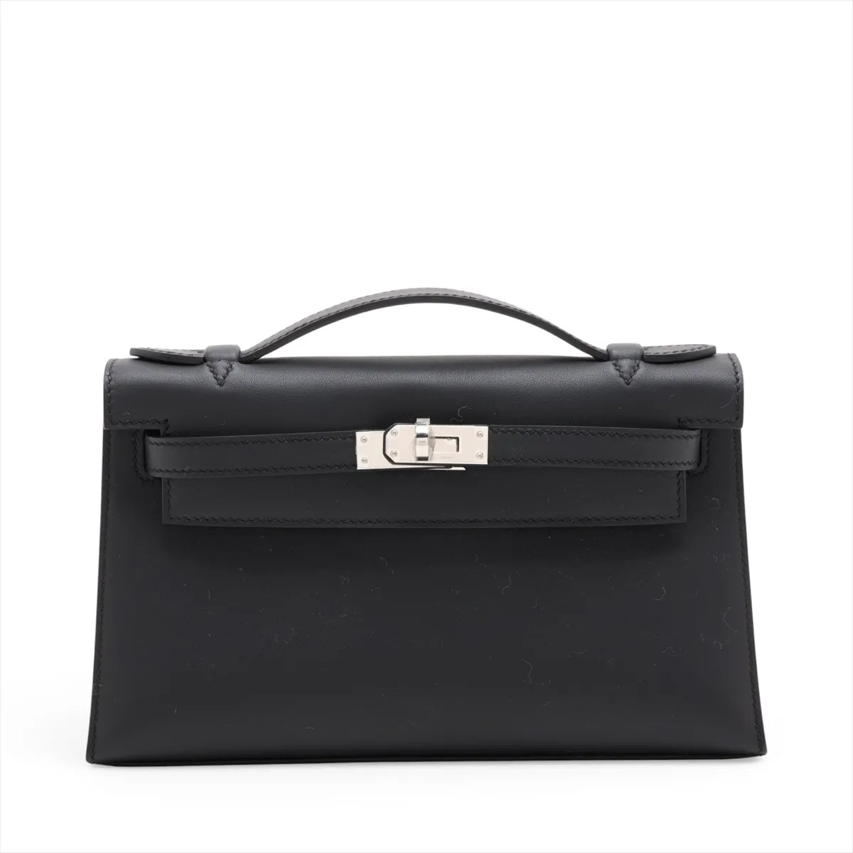 Hermès Pochette Kelly Mini Veau Swift Black Silver Metal Fittings