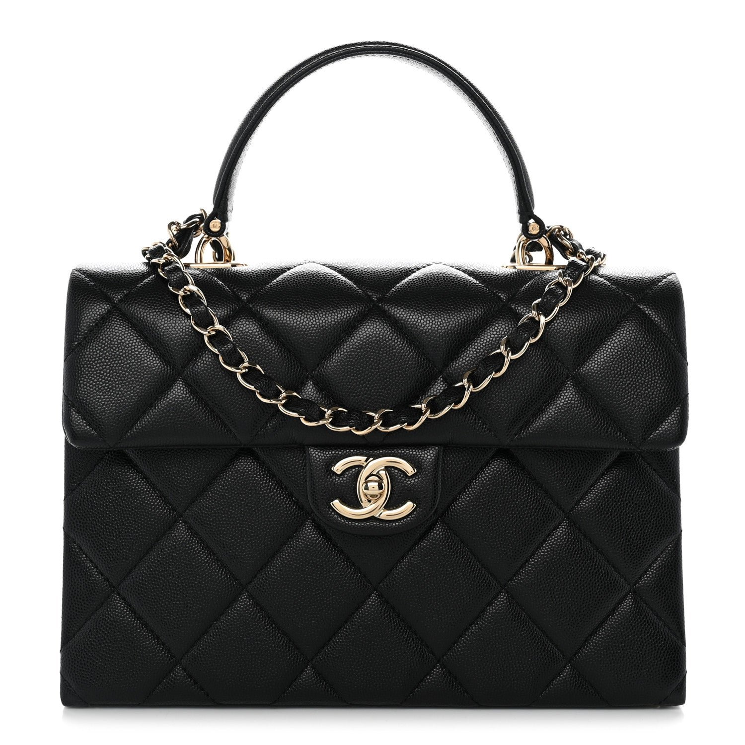 Chanel Caviar Quilted Medium Retro Twist Top Handle Flap Black