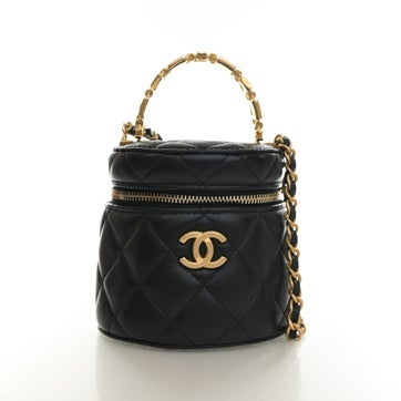 Lambskin CC Vanity Top Handle With Chain Mini