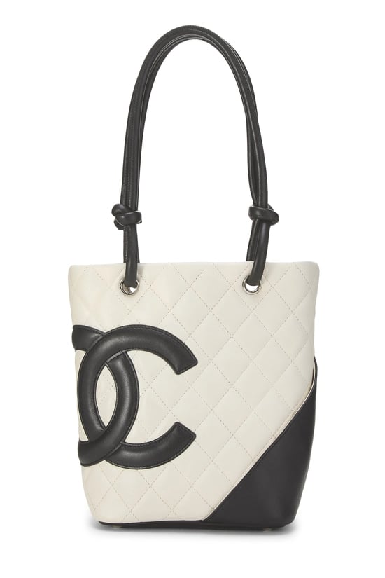 White Quilted Calfskin Cambon Tote Mini