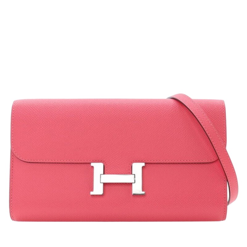 Hermes Rose Extreme Epsom Constance-To-Go Wallet Palladium Hardware, 2024