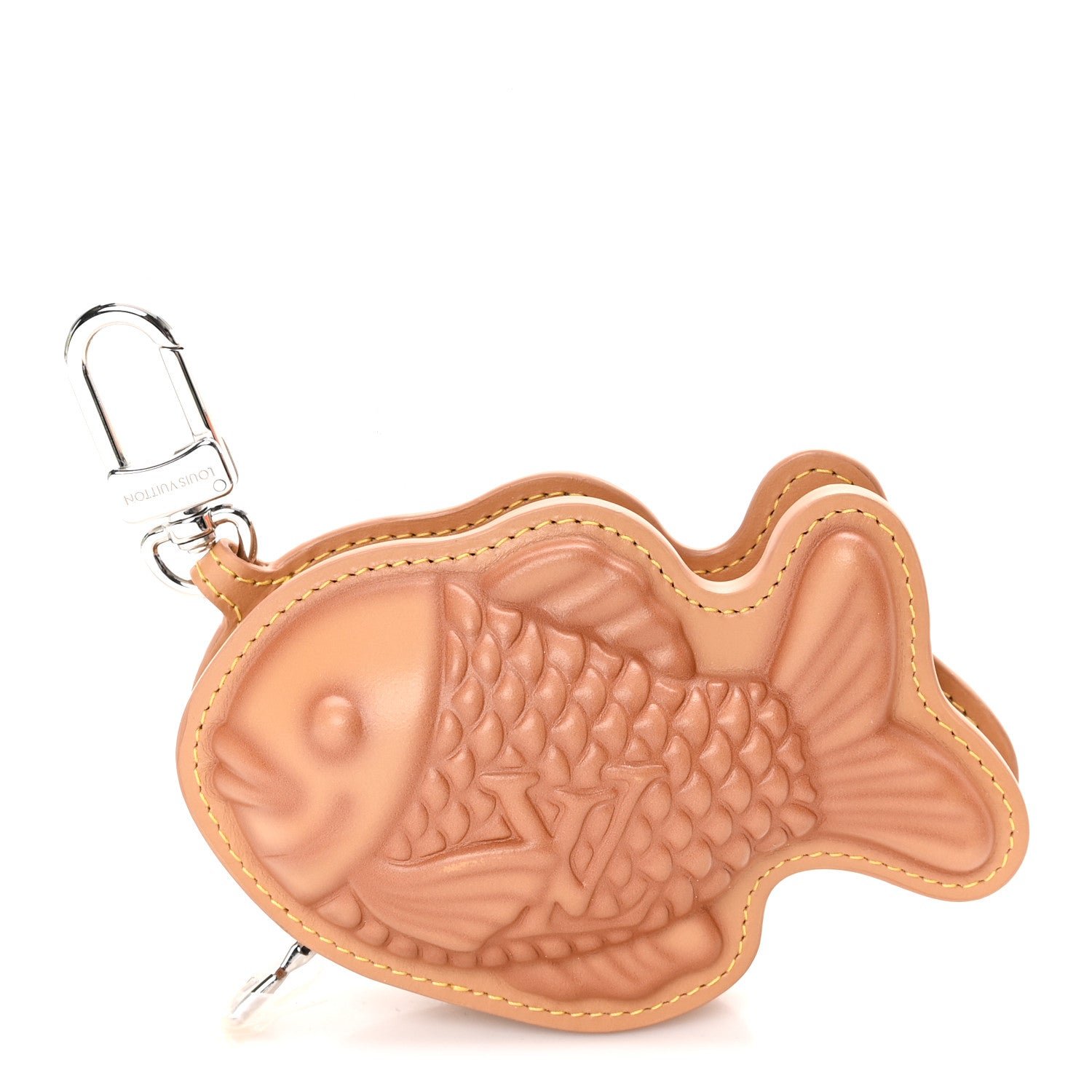 Louis Vuitton Calfskin Monogram LV Taiyaki Bag Charm Beige
