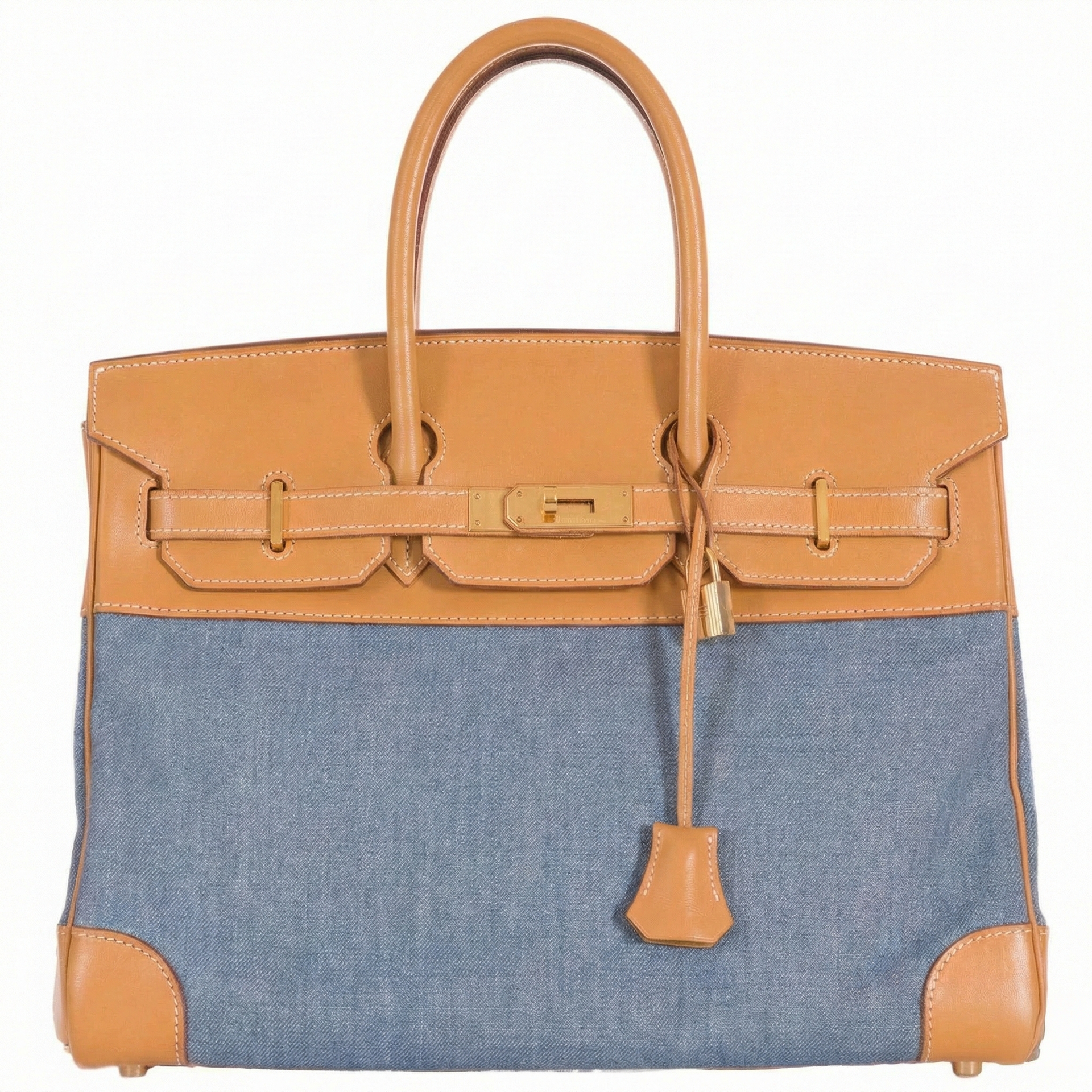 Hermes Hermès Birkin 35 Denim & Vache Naturelle Gold Hardware