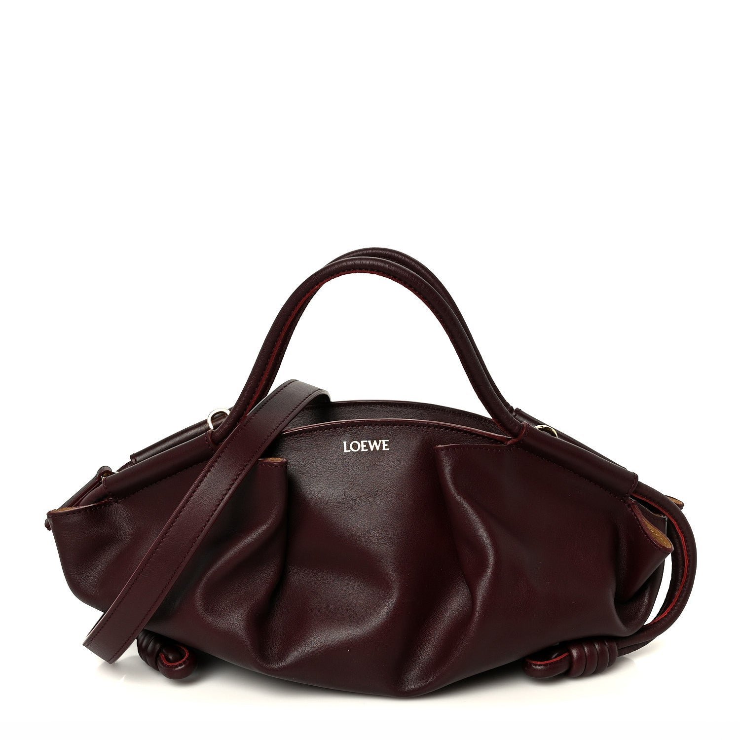 Loewe Loewe Shiny Nappa Calfskin Small Paseo Bag Burgundy